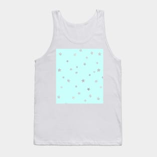 Pretty Y2K Glitter Stars Design in Baby Turquoise Tank Top